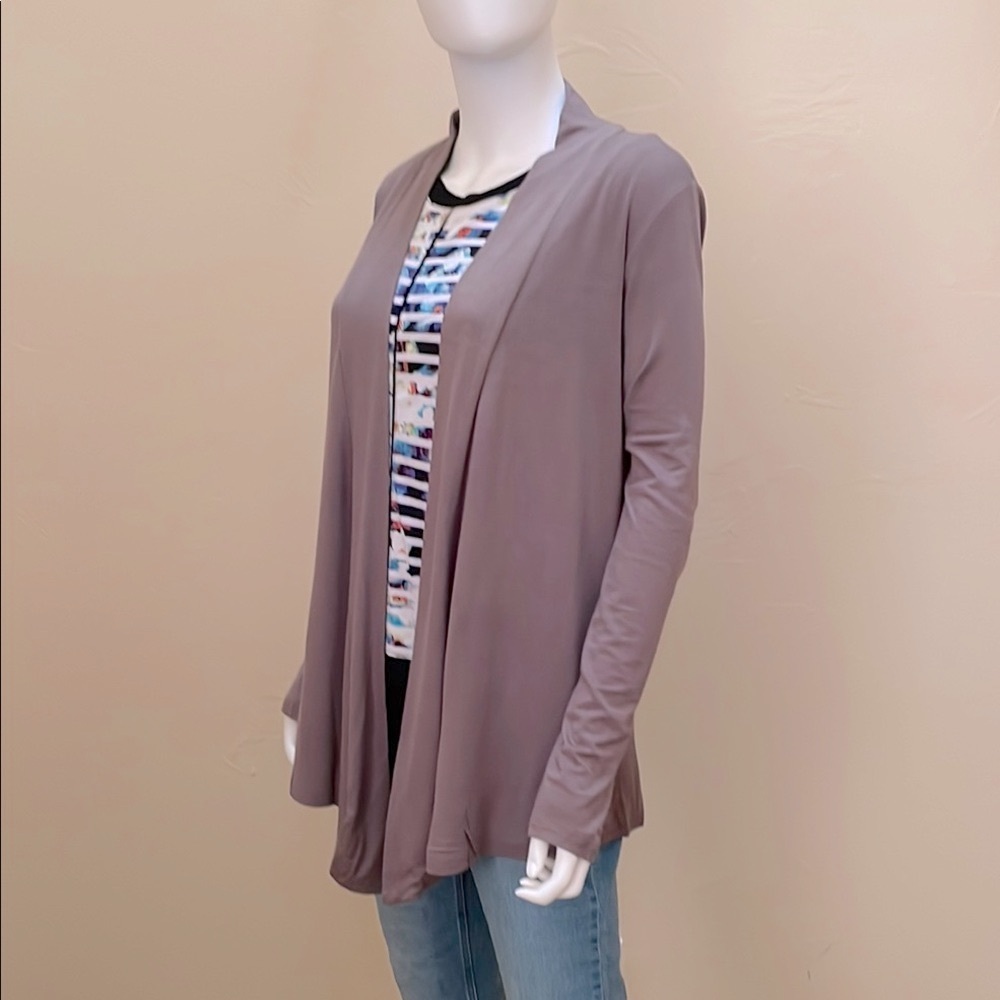 Open Front Lightweight Cardigan - Taupe - P8